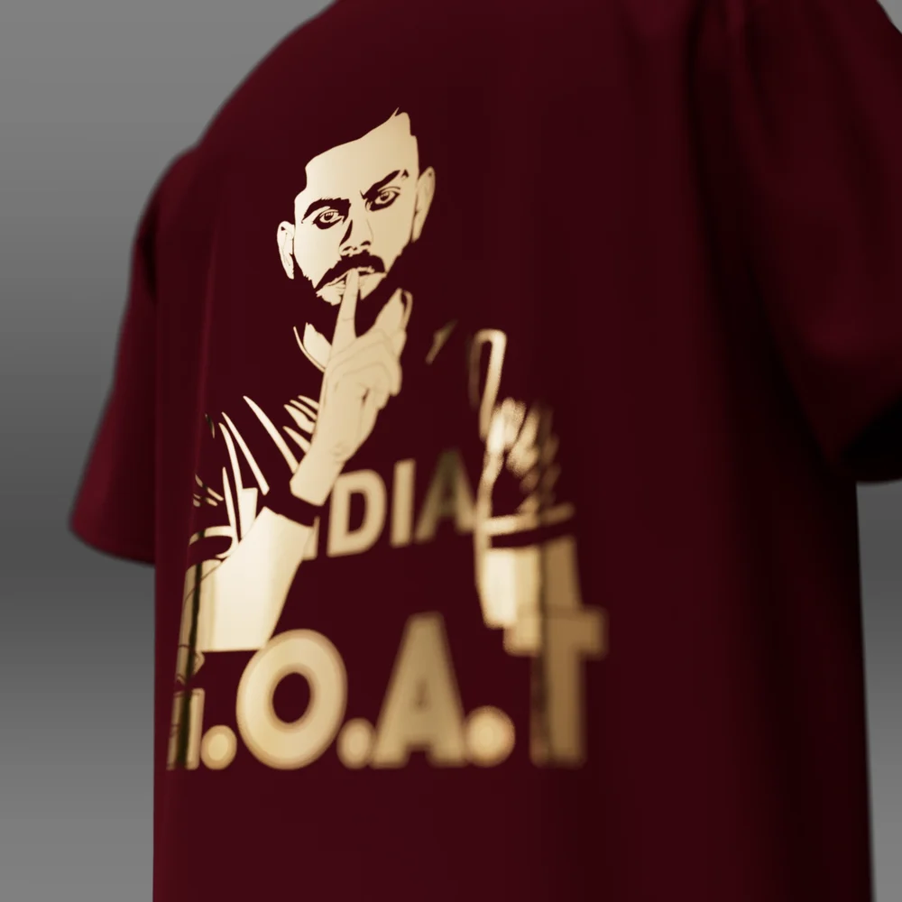 King Kohli_OVS_Tshirt_Gold_Unisex_Maroon_240GSM