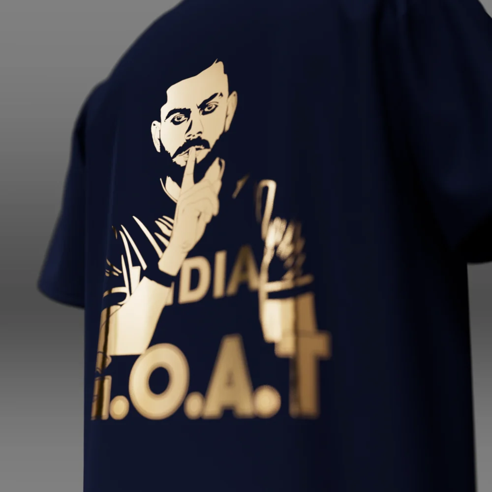 King Kohli_OVS_Tshirt_Gold_Unisex_Navy_240GSM