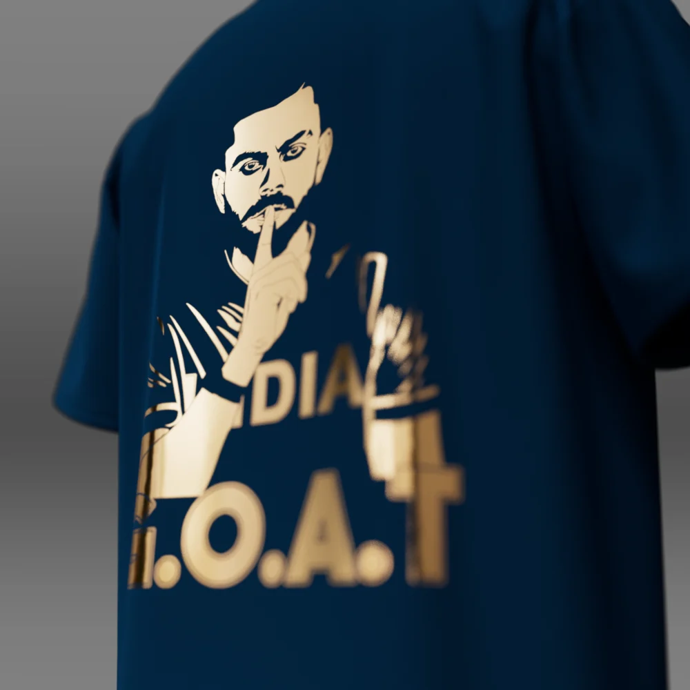 King Kohli_OVS_Tshirt_Gold_Unisex_Petrol_Blue_240GSM