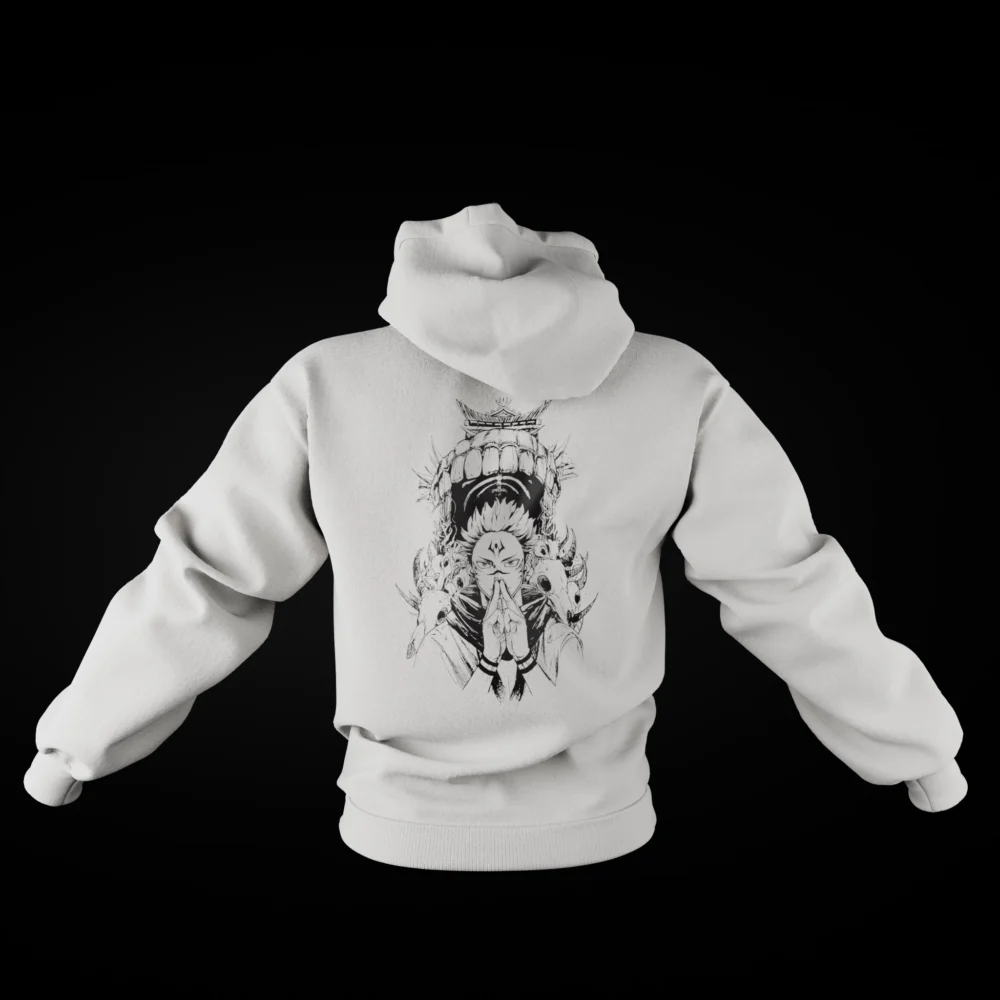 Sketched Sukuna_OVS Hoodie_White_1